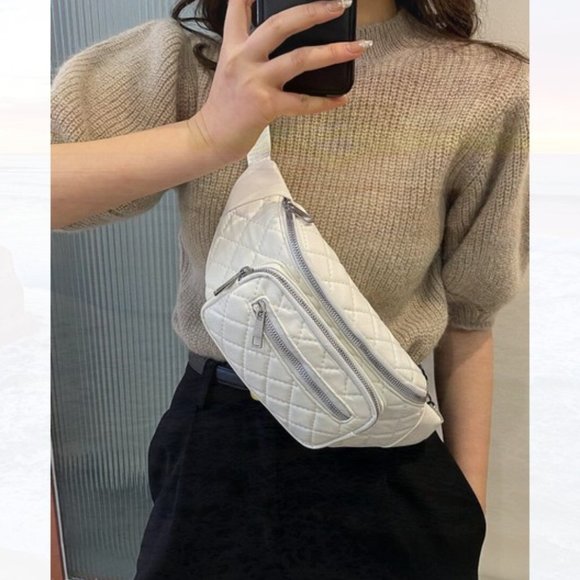 Handbags - New Quilted Multi Zip Fanny Pack 194